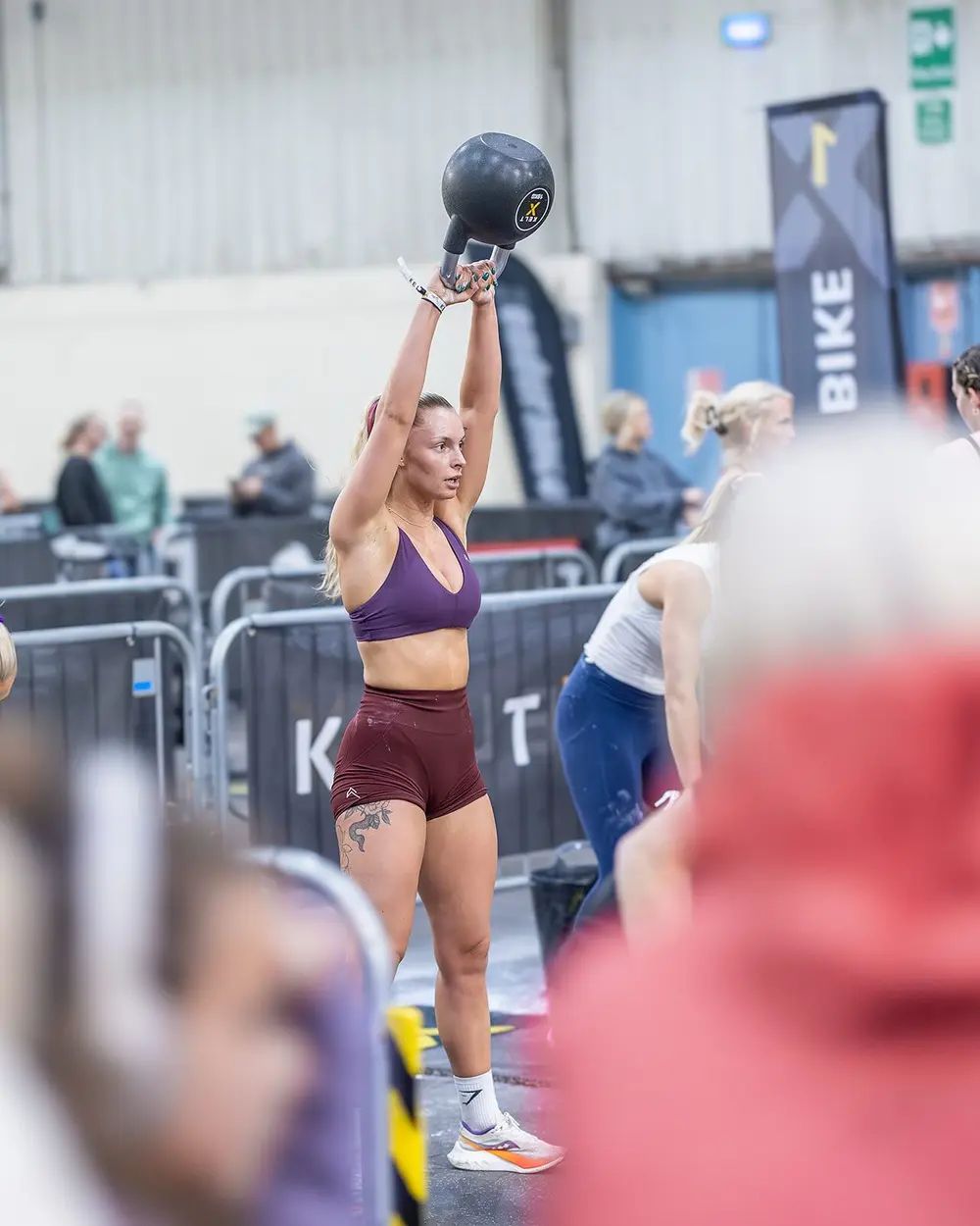 HYROX race — kettlebell station